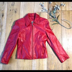 BRISA red leather women’s jacket S